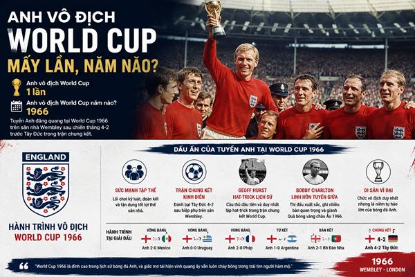 Anh vô địch World Cup năm nào?